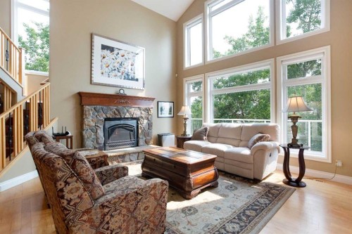 57-39408 Range Road 21, Rural Lacombe County, AB - Indoor Photo Showing Living Room With Fireplace