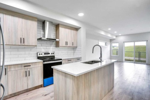 106-116 Saddlestone Heath Ne, Calgary, AB - Indoor Photo Showing Kitchen With Double Sink With Upgraded Kitchen