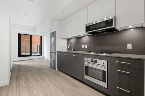 207-730 2 Avenue Sw, Calgary, AB - Indoor Photo Showing Kitchen With Stainless Steel Kitchen With Upgraded Kitchen