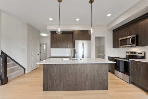 38 Waterford Mews, Chestermere, AB - Indoor Photo Showing Kitchen With Double Sink With Upgraded Kitchen