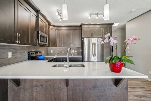 549 Hillcrest Road Sw, Airdrie, AB - Indoor Photo Showing Kitchen With Stainless Steel Kitchen With Double Sink With Upgraded Kitchen