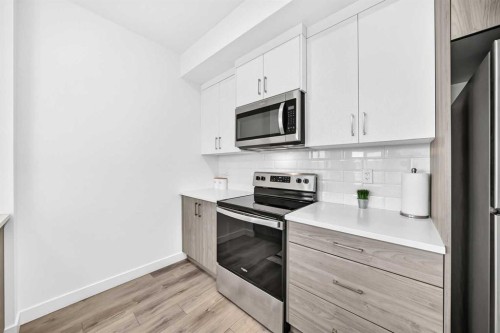316-205 Spring Creek Common Sw, Calgary, AB - Indoor Photo Showing Kitchen With Stainless Steel Kitchen
