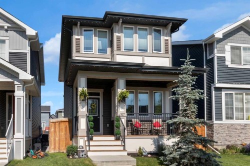 317 Sundown Road South, Cochrane, AB - Outdoor With Deck Patio Veranda With Facade