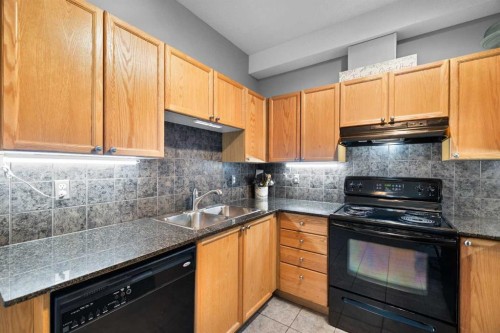 220-8 Prestwick Pond Terrace Se, Calgary, AB - Indoor Photo Showing Kitchen With Double Sink