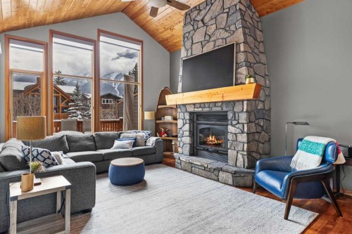 634 4 Street, Canmore, AB - Indoor Photo Showing Living Room With Fireplace