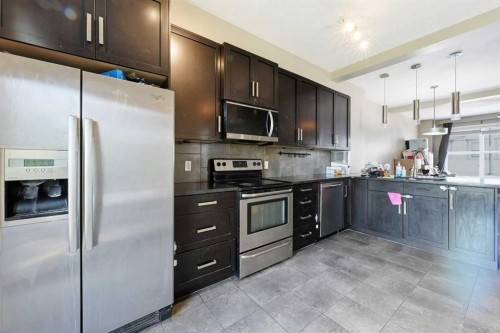 28 New Brighton Point Se, Calgary, AB - Indoor Photo Showing Kitchen With Stainless Steel Kitchen With Upgraded Kitchen