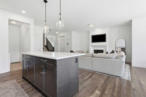 234 Mahogany Passage Se, Calgary, AB - Indoor Photo Showing Living Room With Fireplace