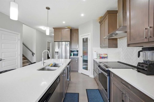 107 Savanna Way Ne, Calgary, AB - Indoor Photo Showing Kitchen With Double Sink With Upgraded Kitchen