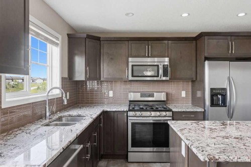 205 Cityscape Gardens Ne, Calgary, AB - Indoor Photo Showing Kitchen With Double Sink With Upgraded Kitchen