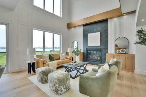 952 South Shore Terrace, Chestermere, AB - Indoor Photo Showing Living Room With Fireplace