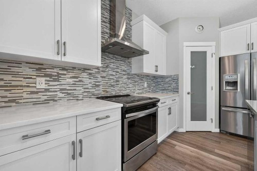 556 Belmont Heath Sw, Calgary, AB - Indoor Photo Showing Kitchen With Stainless Steel Kitchen With Upgraded Kitchen