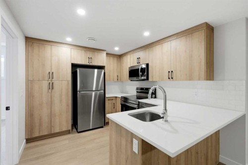 695 Buffaloberry Manor Se, Calgary, AB - Indoor Photo Showing Kitchen With Stainless Steel Kitchen With Upgraded Kitchen