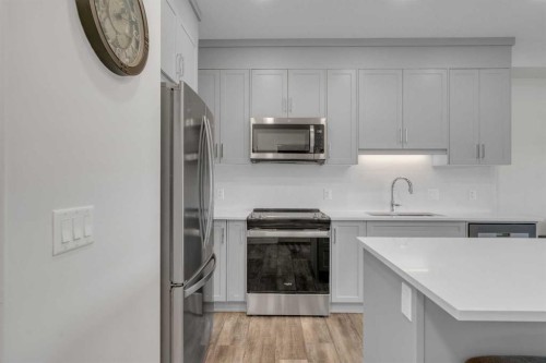315-55 Wolf Hollow Crescent Se, Calgary, AB - Indoor Photo Showing Kitchen With Stainless Steel Kitchen With Upgraded Kitchen