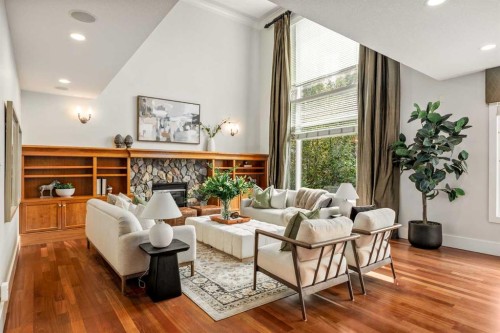 41 Aspen Ridge Way Sw, Calgary, AB - Indoor Photo Showing Living Room With Fireplace