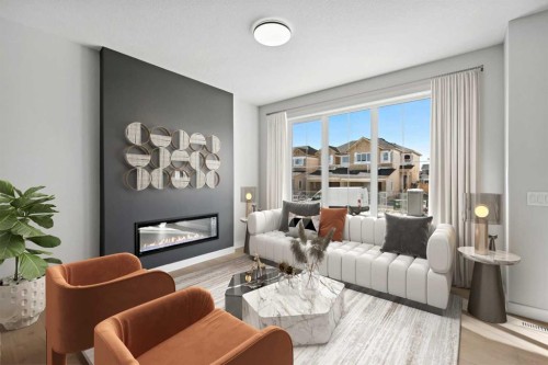 279 Waterford Heights, Chestermere, AB - Indoor Photo Showing Living Room With Fireplace