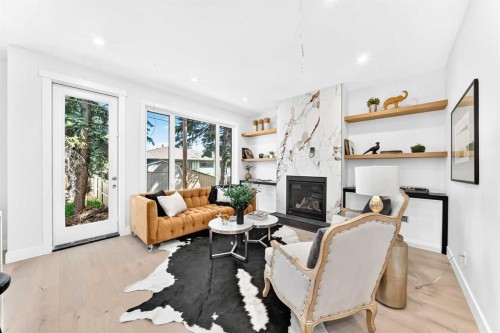 3106 15 Avenue Sw, Calgary, AB - Indoor Photo Showing Living Room With Fireplace