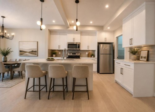 124 Waterford Way, Chestermere, AB - Indoor Photo Showing Kitchen With Upgraded Kitchen