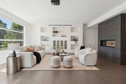 1711 27 Street Sw, Calgary, AB - Indoor Photo Showing Living Room With Fireplace