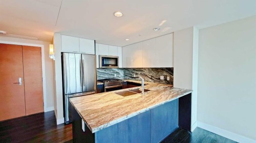 1207-510 6 Avenue Se, Calgary, AB - Indoor Photo Showing Kitchen With Double Sink With Upgraded Kitchen