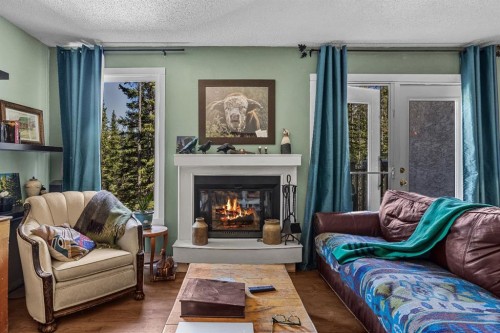 246 Kluane Drive, Banff, AB - Indoor Photo Showing Living Room With Fireplace