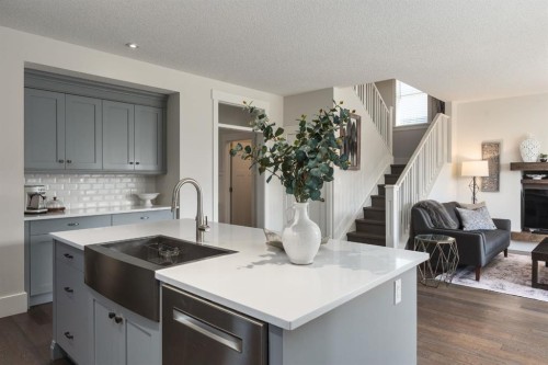 313 Centre Avenue Se, Airdrie, AB - Indoor Photo Showing Kitchen With Upgraded Kitchen