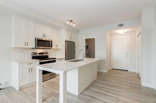 107-500 Auburn Meadows Common Se, Calgary, AB - Indoor Photo Showing Kitchen With Stainless Steel Kitchen