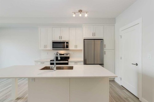 107-500 Auburn Meadows Common Se, Calgary, AB - Indoor Photo Showing Kitchen With Stainless Steel Kitchen With Upgraded Kitchen