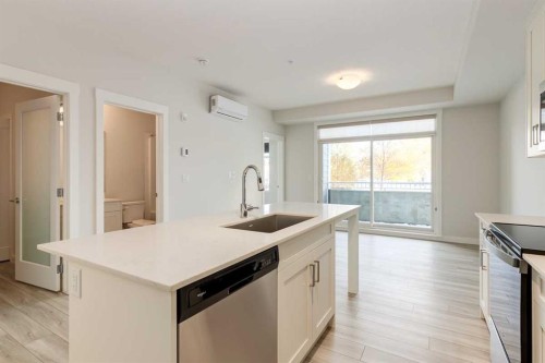 107-500 Auburn Meadows Common Se, Calgary, AB - Indoor Photo Showing Kitchen With Upgraded Kitchen