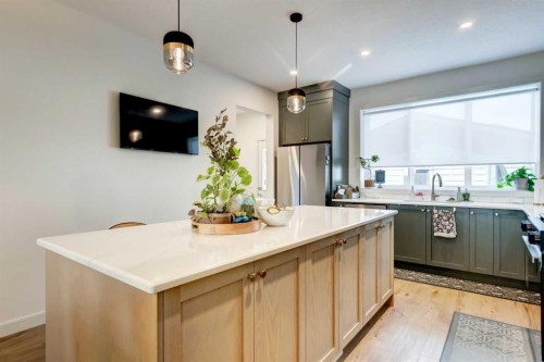 15033 37 Street Sw, Calgary, AB - Indoor Photo Showing Kitchen With Stainless Steel Kitchen With Upgraded Kitchen