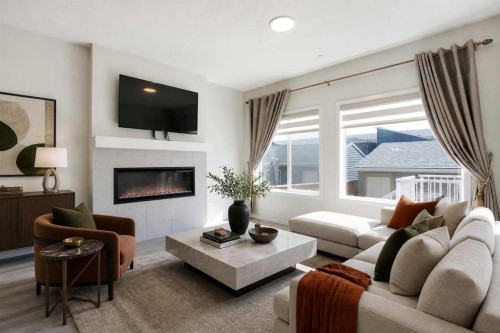 112 Lucas Street Nw, Calgary, AB - Indoor Photo Showing Living Room With Fireplace