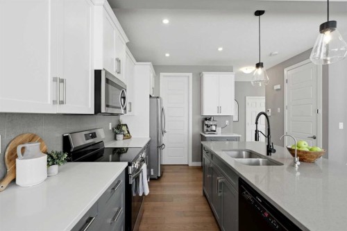 201 Marina Key, Chestermere, AB - Indoor Photo Showing Kitchen With Double Sink With Upgraded Kitchen