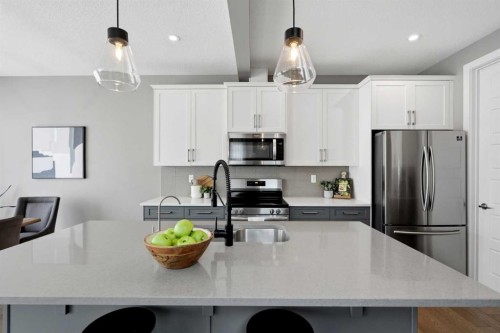 201 Marina Key, Chestermere, AB - Indoor Photo Showing Kitchen With Stainless Steel Kitchen With Upgraded Kitchen