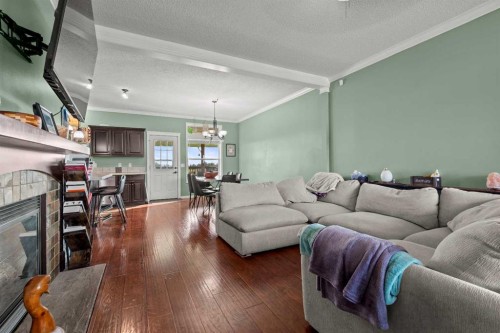 13 Cherry Lane Se, Three Hills, AB - Indoor Photo Showing Living Room With Fireplace