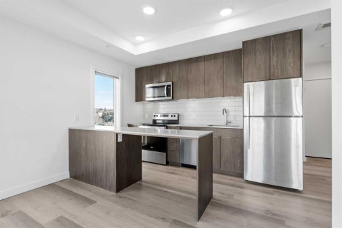 401-455 1 Avenue Ne, Calgary, AB - Indoor Photo Showing Kitchen With Stainless Steel Kitchen With Upgraded Kitchen