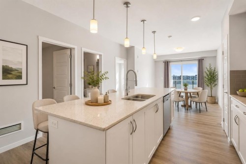 305-20 Seton Park Se, Calgary, AB - Indoor Photo Showing Kitchen With Double Sink With Upgraded Kitchen