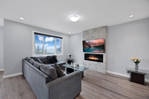 76 Red Embers Square Ne, Calgary, AB - Indoor Photo Showing Living Room With Fireplace