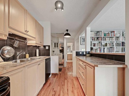305-112 23 Avenue Sw, Calgary, AB - Indoor Photo Showing Kitchen With Double Sink
