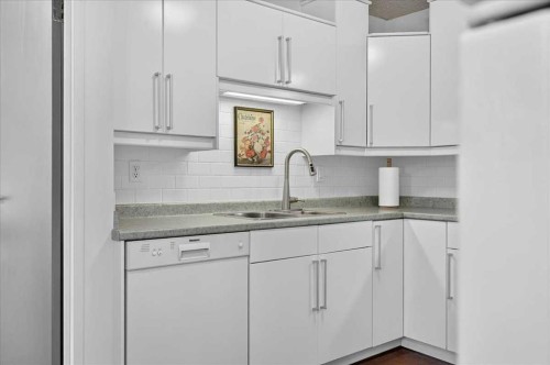 401-1107 15 Avenue Sw, Calgary, AB - Indoor Photo Showing Kitchen With Double Sink