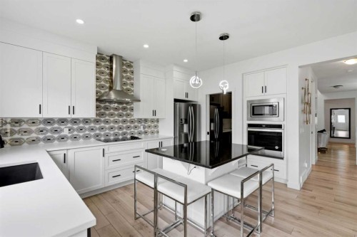 160 Homestead Grove Ne, Calgary, AB - Indoor Photo Showing Kitchen With Stainless Steel Kitchen With Upgraded Kitchen