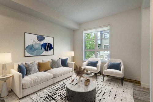 3105-100 Walgrove Court Se, Calgary, AB - Indoor Photo Showing Living Room
