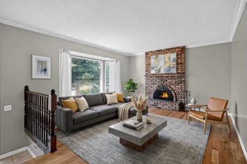 6724 22 Avenue Ne, Calgary, AB - Indoor Photo Showing Living Room With Fireplace
