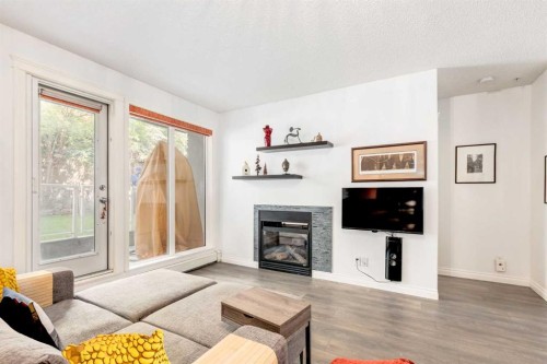 101-532 5 Avenue Ne, Calgary, AB - Indoor Photo Showing Living Room With Fireplace
