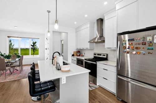 227 Chinook Gate Boulevard Sw, Airdrie, AB - Indoor Photo Showing Kitchen With Upgraded Kitchen