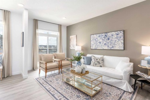 86 Heirloom Passage Se, Calgary, AB - Indoor Photo Showing Living Room