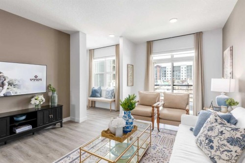 86 Heirloom Passage Se, Calgary, AB - Indoor Photo Showing Living Room