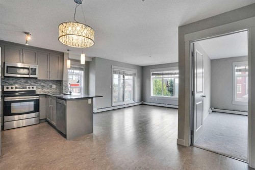 2201-155 Skyview Ranch Way Ne, Calgary, AB - Indoor Photo Showing Kitchen With Stainless Steel Kitchen With Upgraded Kitchen