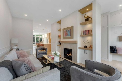 2136 5 Avenue Nw, Calgary, AB - Indoor Photo Showing Living Room With Fireplace