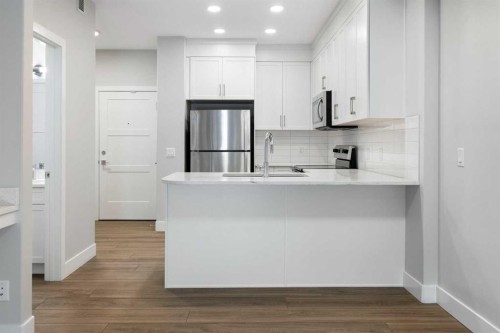 219-8355 19 Avenue Sw, Calgary, AB - Indoor Photo Showing Kitchen With Upgraded Kitchen