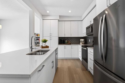 48 Willow Green Sw, Airdrie, AB - Indoor Photo Showing Kitchen With Double Sink With Upgraded Kitchen