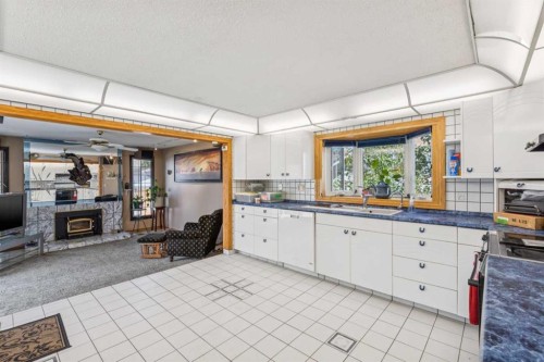 4819 Rundlewood Drive Ne, Calgary, AB - Indoor Photo Showing Kitchen With Fireplace